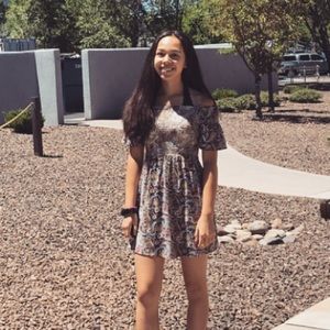 cute off-the-shoulder dress!